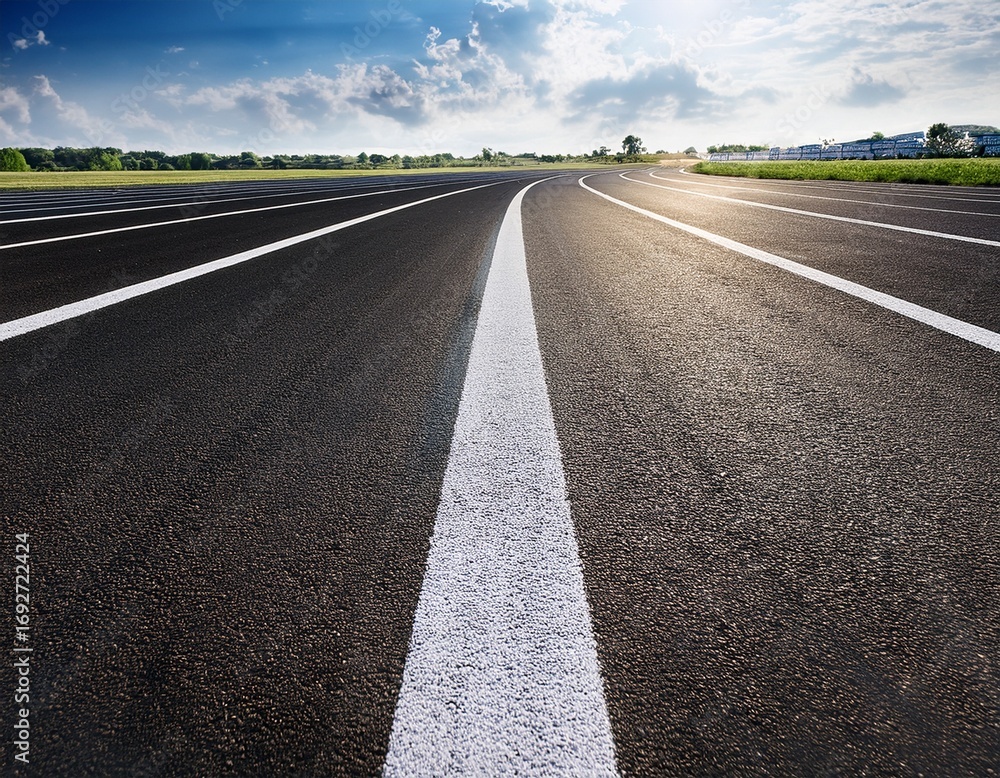 Fototapeta premium a race track with a white line down the middle