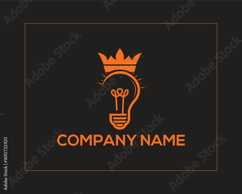King Idea Logo Design, Creative Light Bulb Crown Concept, Modern Royal Business Brand Identity