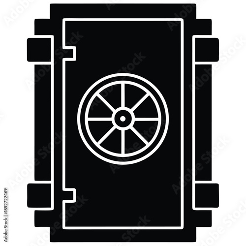 Bank Vault Door Silhouette Vector Illustration