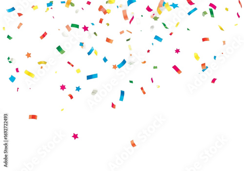 Colorful confetti falling isolated on transparent background