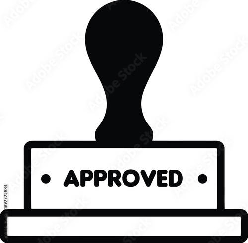 Approved Rubber Stamp Vector Icon. Approval Seal Silhouette Vector Illustration for Documents and Business.