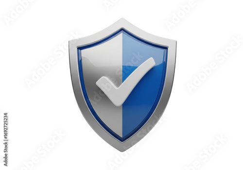 Free Download Silver and blue shield with a white check mark isolated on transparent background - GFXLoad