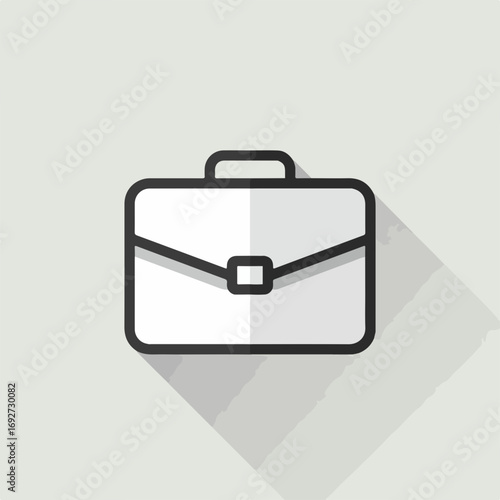Flat design illustration of a briefcase, with a long shadow, suitable for business and finance.