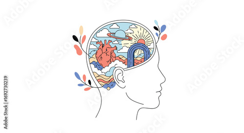 Exploring the complexities of human thought and cognitive processes illustrated through abstract art