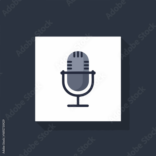 Illustration of a retro microphone icon, perfect for podcasting and audio recording.