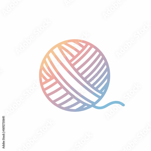 A simple, clean illustration of a ball of yarn with a soft pastel gradient from pink to blue.