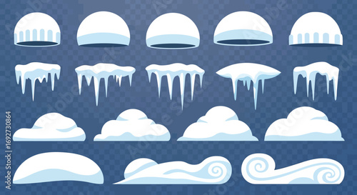 Winterscape Elements Snow Caps and Icicles for Festive Designs