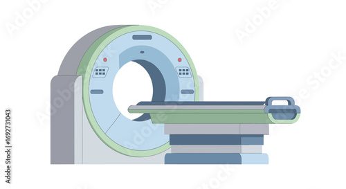 Vector Illustration of a Modern CT Scanner for Medical Imaging Diagnostics
