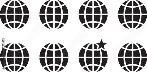 Global Network Connection Symbol Set World Wide Web Communication Icon Collection Vector Illustration