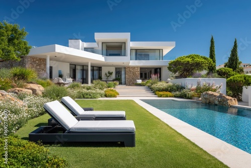 Modern villa with pool and patio