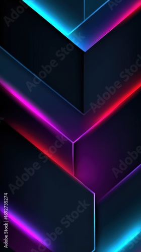 Geometric Neon Layers: Abstract Background with Glowing Edges for Tech