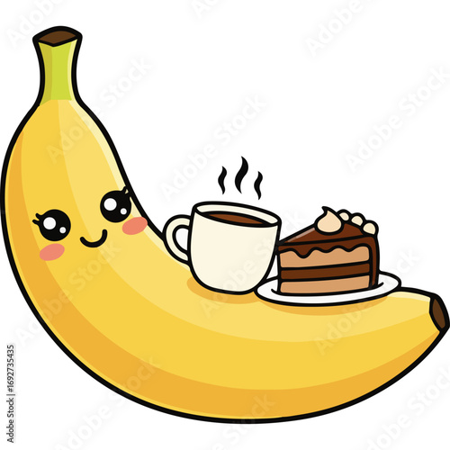 Vector illustration of sweet bananas and delicious desserts, perfect for bakery ads, menu designs, or social media posts.