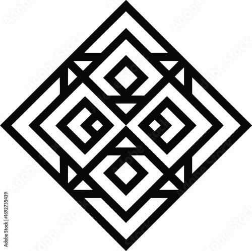Bold Black and White Geometric Diamond Pattern A Captivating Display of Symmetry Modern Design Aesthetic Striking Visual Appeal Intricate Interlocking Shapes