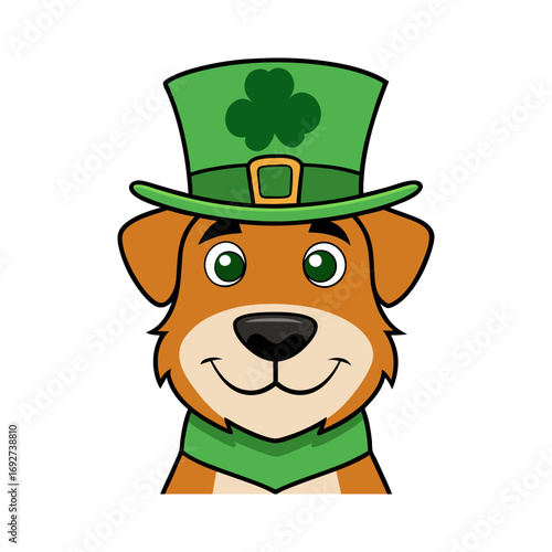 a dog wearing st patricks hat vector art