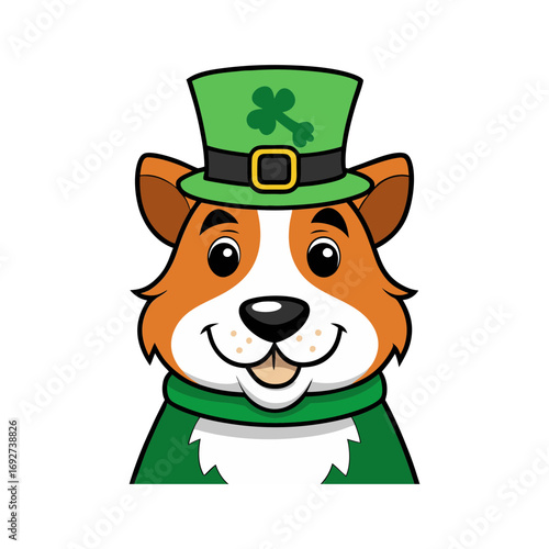 a dog wearing st patricks hat vector art