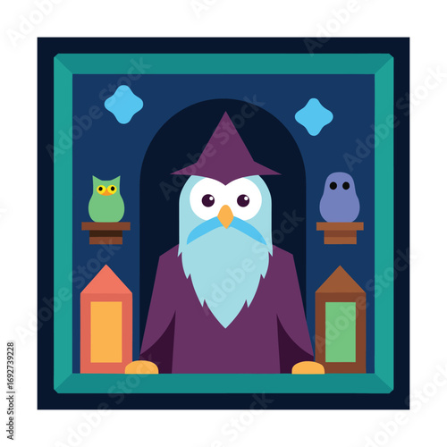 Fantasy Wizard Frame with Spell Books Potions and Magic Wand