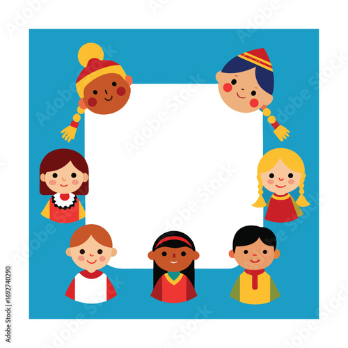 Wallpaper Mural Children in Traditional Clothes Cultural Frame Design Torontodigital.ca