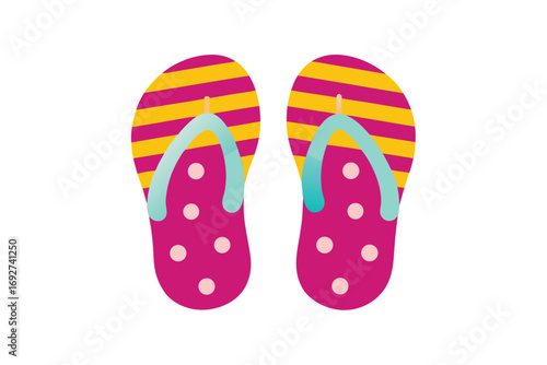 Vector Flip Flops with Stripes and Polka Dot Design
