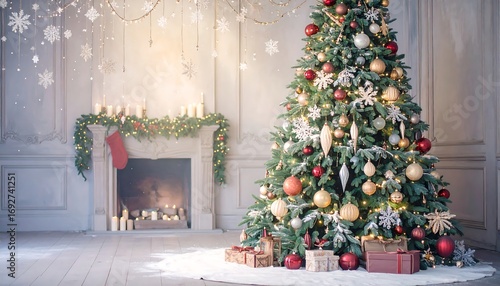Christmas Interior with Decorated Tree