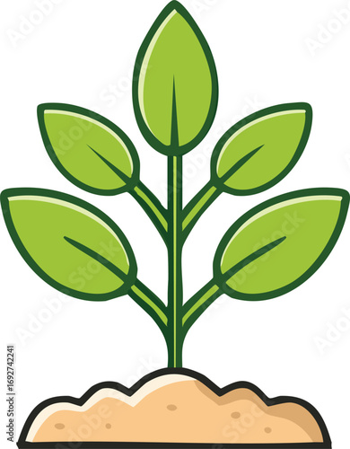 A vibrant young plant sprouts from the earth, showcasing healthy growth and new life.