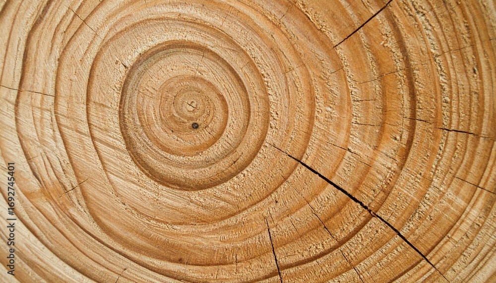 Naklejka premium Macro Photograph of Wood Endgrain Showing Growth Rings and Radial Lines