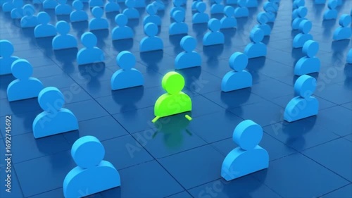 Engaging blue figures illustrate network connections and community building online and in person