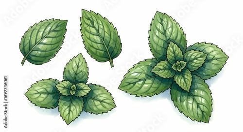 Watercolor Mint Leaves illustration