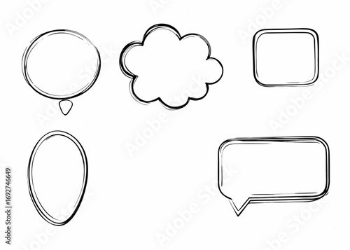 Hand drawn speech bubbles and thought clouds for creative design elements use