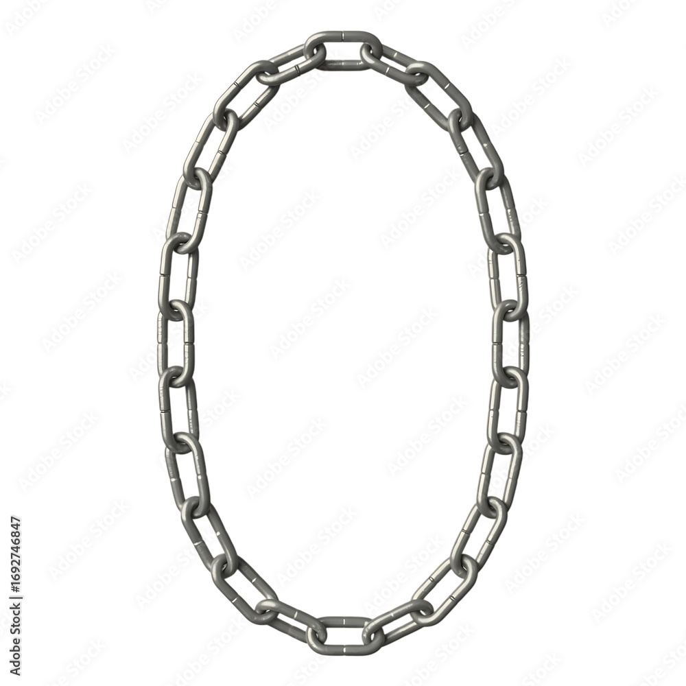 Fototapeta premium Silver Metallic Chain Oval Shape on Transparent Background