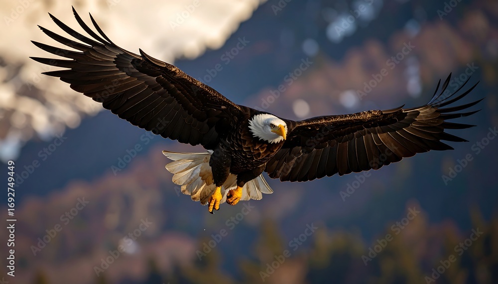 Obraz premium Majestic eagle soaring above mountains