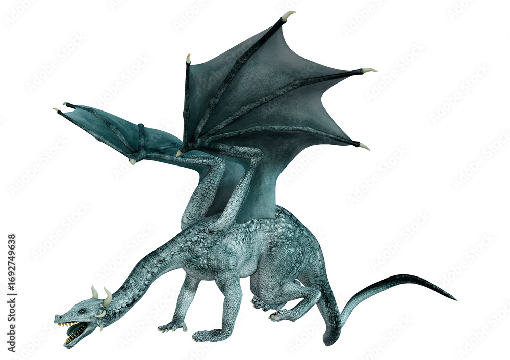 Fototapeta premium 3D Rendering Fairy Tale Dragon on White