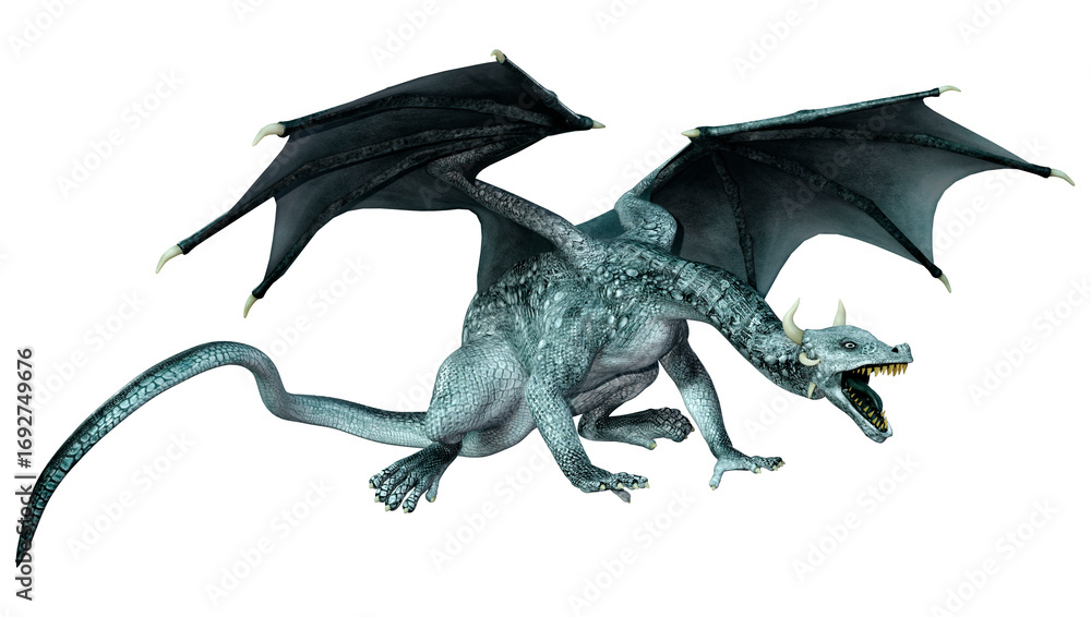 Fototapeta premium 3D Rendering Fairy Tale Dragon on White