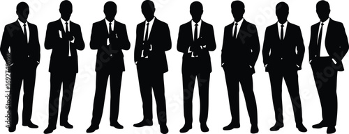 A Lineup of Businessmen Shadows Implying Corporate Power Professionalism and Collaboration Ready to Tackle Challenges and Seize Opportunities with Confidence and Determination
