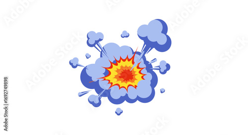 Colorful cartoon explosion with clouds and sparks