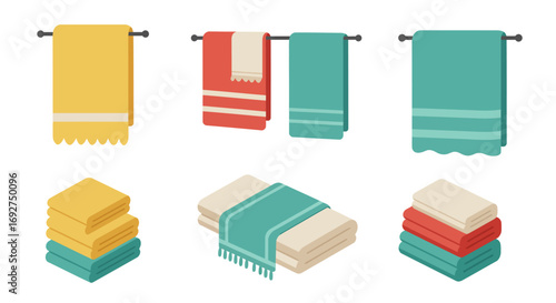 Colorful flat towels collection: bathroom essentials and home decor ideas