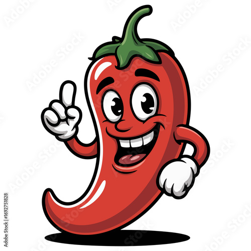 Spicy chili pepper cartoon mascot with silly grin