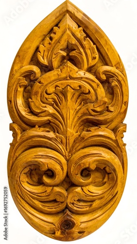 Ornate, carved wooden plaque