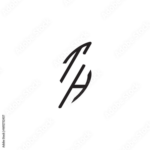 curved oval shape alphabet initial logo vector TH gaming monogram Black  letter