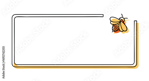 Doodle style frame bee illustration vector design isolated cute honey summer yellow border playful minimalist simple