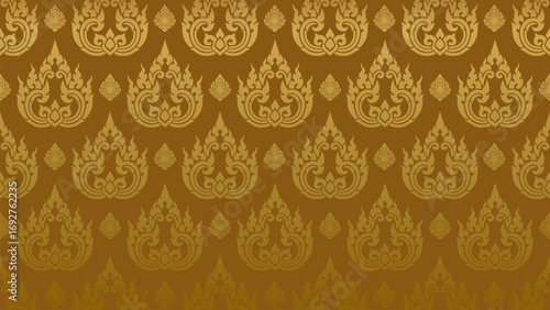 Seamless Golden Thai Kanok Pattern, Luxury Vintage Lai Thai Art Wallpaper Background Vector