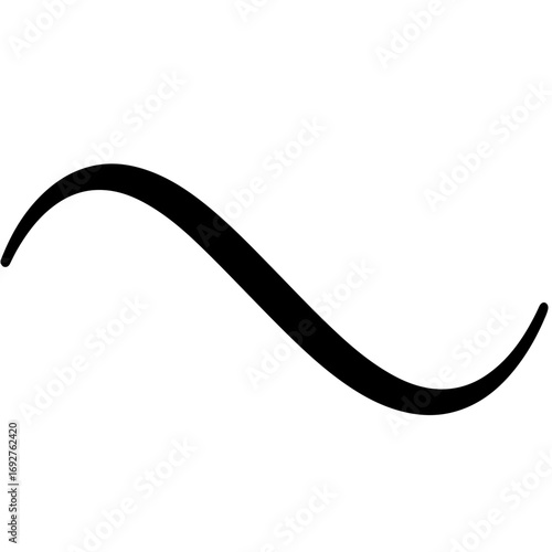 Abstract Black Wave Line Symbol Representing Flow, Movement, and Connection Across a White Background