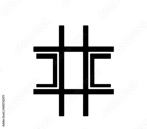 Modern abstract geometric pattern featuring bold lines and a striking symmetrical grid design