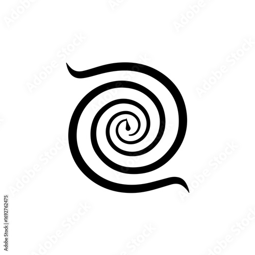 A Black and White Spiraling Swirl Design Representing Motion, Energy, and Cyclical Patterns