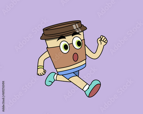 Cute anthropomorphic coffee cup character mascot in various poses, perfect for café branding, coffee shop menu design, educational materials, and lifestyle illustrations. 