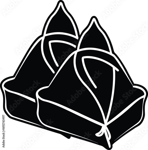 Samosa Icon Set Of Silhouette Vector ,handmade, organic, cultural, vector art