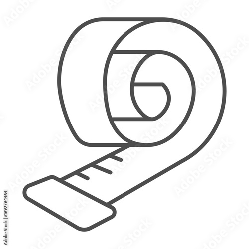 Ruler tape for waist measurement thin line icon, body building concept. Vector graphics. Tape meter for measure figure width sign on white background, outline style icon for mobile or web design.