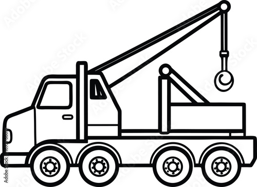 Tow Truck Crane Icon Set Of Silhouette Vector , outline, simple, minimal, isolated