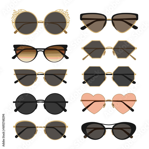 An assortment of fashionable eyewear featuring diverse styles and shapes for trendy individuals seeking stylish protection