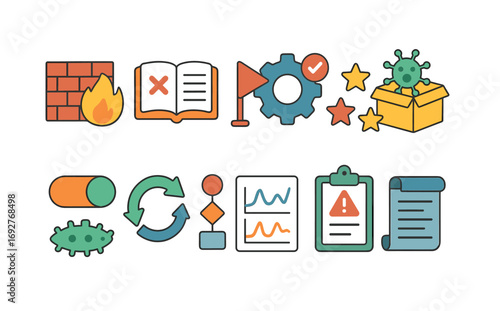 Cybersecurity, data protection flat icon set. privacy and internet safety icons collection