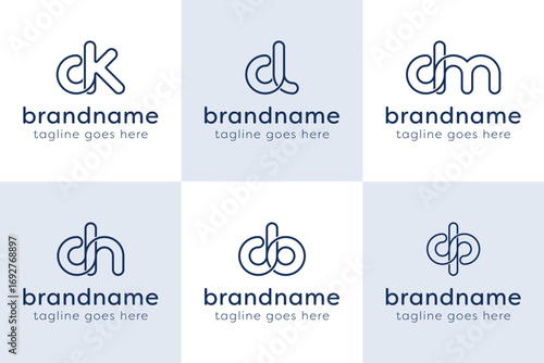 Letters DK DL DM DN DO DP Monogram Line Logo, for KD LD MD ND OD PD initials